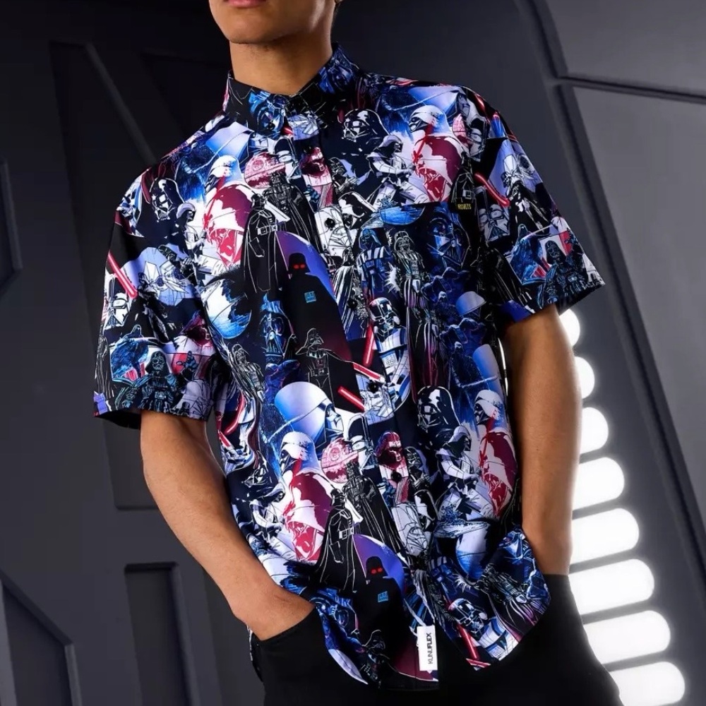 Disney Parks RSVLTS 2025 Star Wars Shirt Large‎ Darth Vader Button Up Black NWT